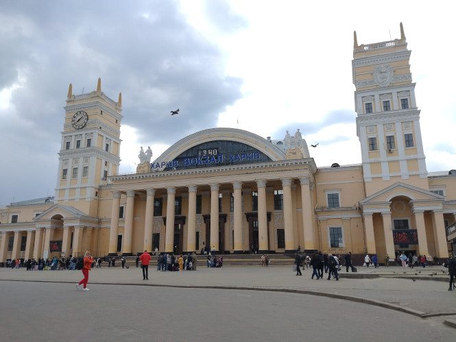 Straatbeeld in Kharkiv.